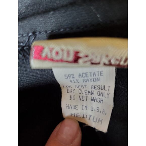 Von Saken Unique Satin Black Paperbag Designer Wide Leg Pants, Size Medium - Picture 3 of 12